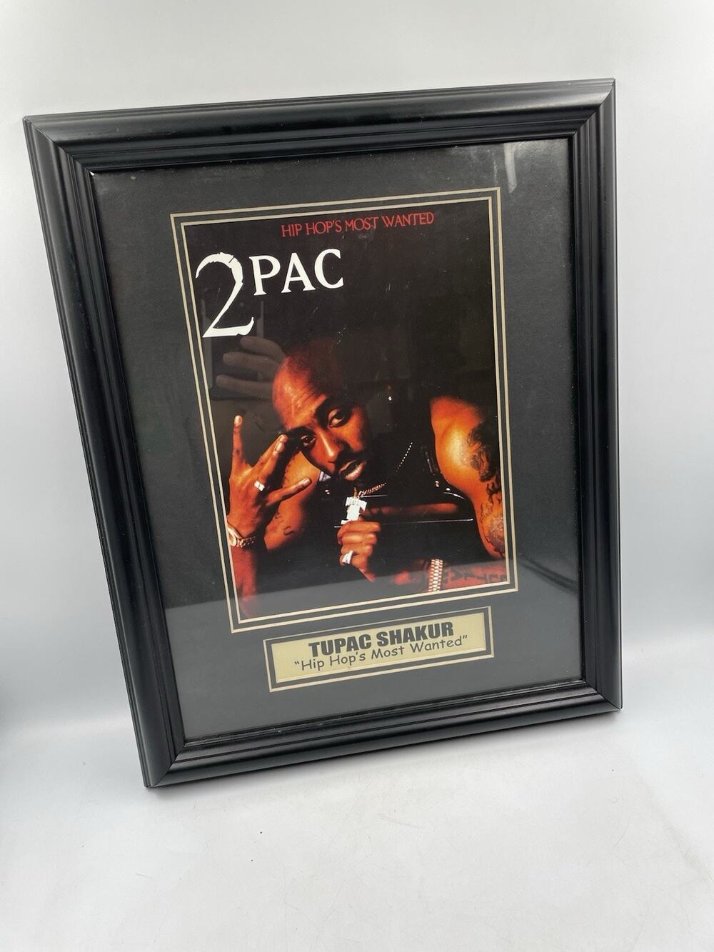 Vintage 1997 Tupac Shakur 1997 “Hip Hop’s Most Wanted” Wood Framed Picture
